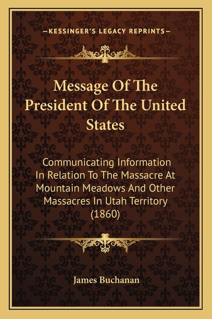 Front cover_Message Of The President Of The United States