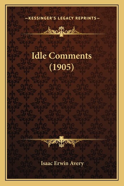 Front cover_Idle Comments (1905)