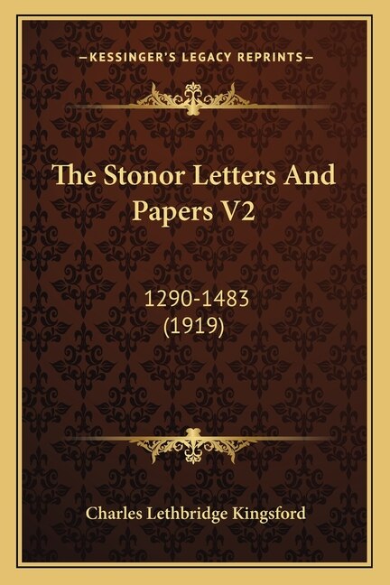 Front cover_The Stonor Letters and Papers V2