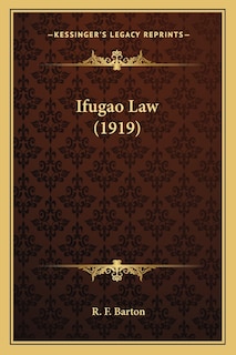 Couverture_Ifugao Law (1919)