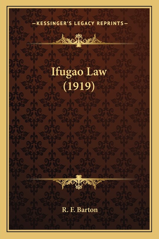 Couverture_Ifugao Law (1919)