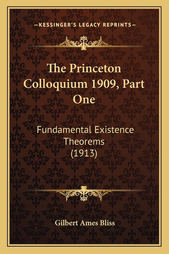 Front cover_The Princeton Colloquium 1909, Part One