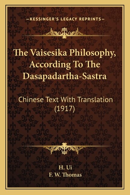 Front cover_The Vaisesika Philosophy, According To The Dasapadartha-Sastra