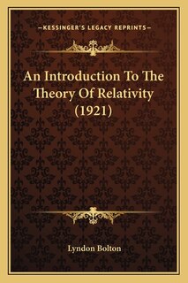 Front cover_An Introduction to the Theory of Relativity (1921)