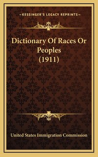 Front cover_Dictionary of Races or Peoples (1911)