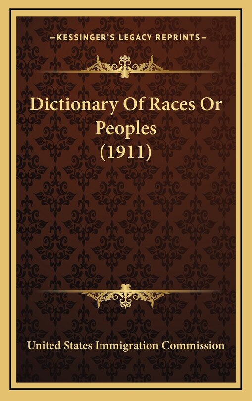 Front cover_Dictionary of Races or Peoples (1911)
