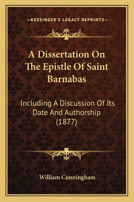 Front cover_A Dissertation On The Epistle Of Saint Barnabas
