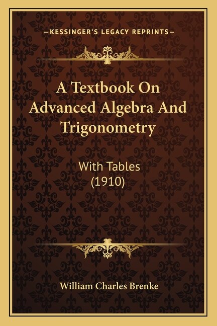 Front cover_A Textbook On Advanced Algebra And Trigonometry