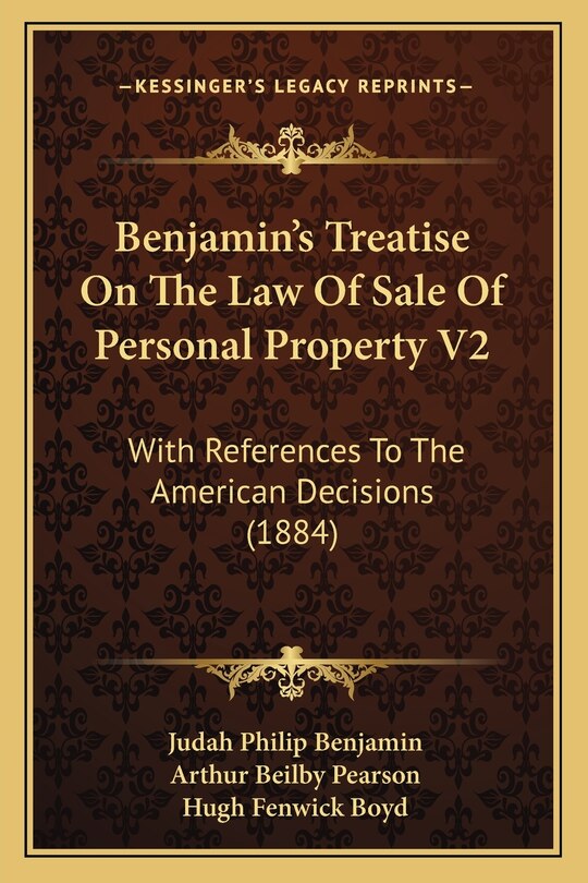 Front cover_Benjamin's Treatise On The Law Of Sale Of Personal Property V2