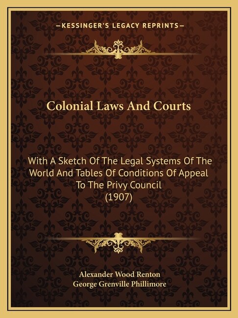 Couverture_Colonial Laws And Courts