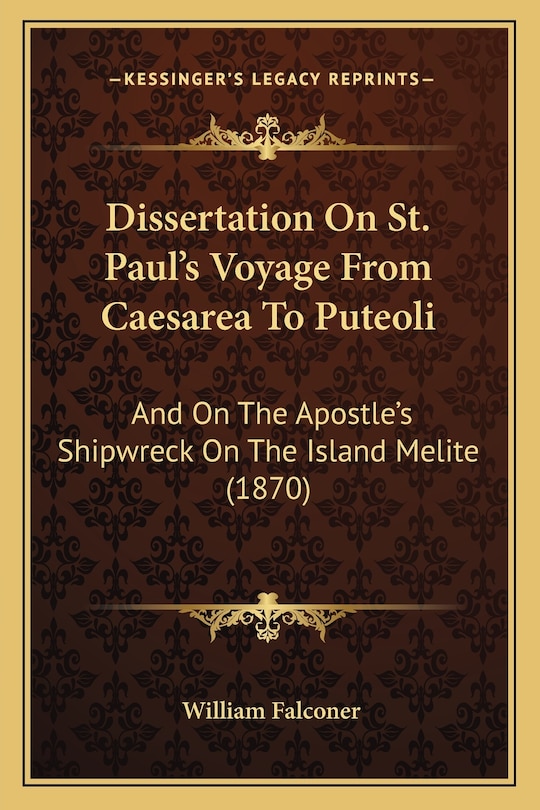 Couverture_Dissertation On St. Paul's Voyage From Caesarea To Puteoli