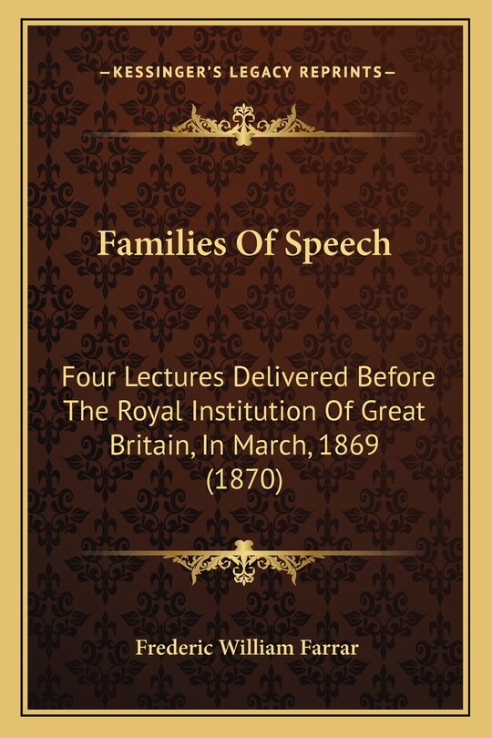 Front cover_Families Of Speech