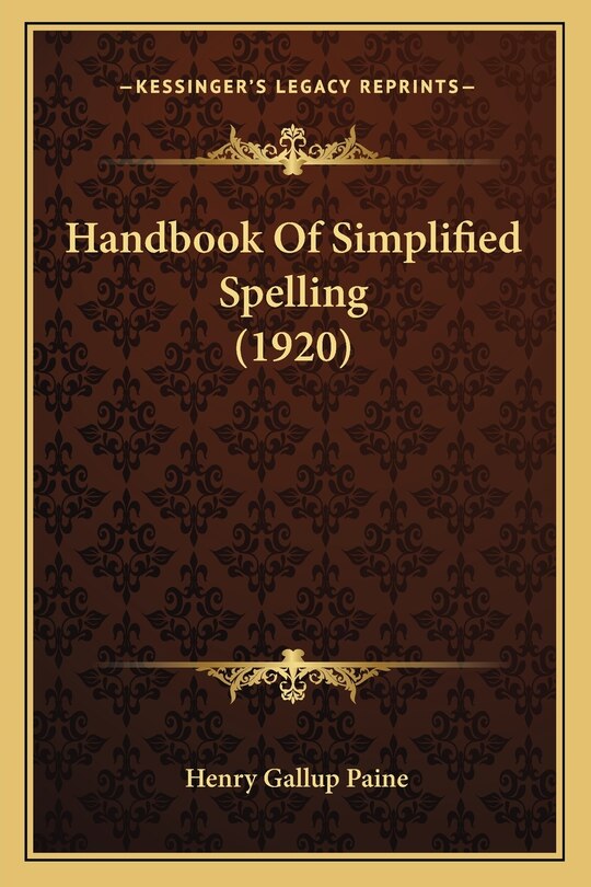 Couverture_Handbook of Simplified Spelling (1920)