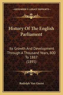 Front cover_History Of The English Parliament