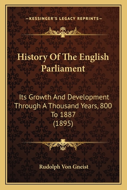 Front cover_History Of The English Parliament