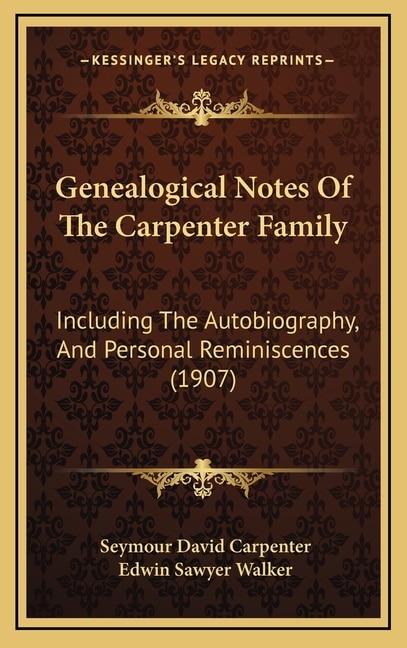 Front cover_Genealogical Notes Of The Carpenter Family
