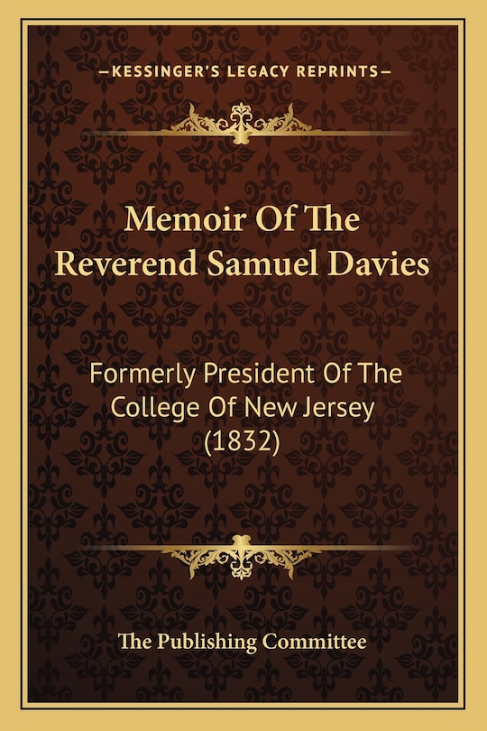 Front cover_Memoir Of The Reverend Samuel Davies