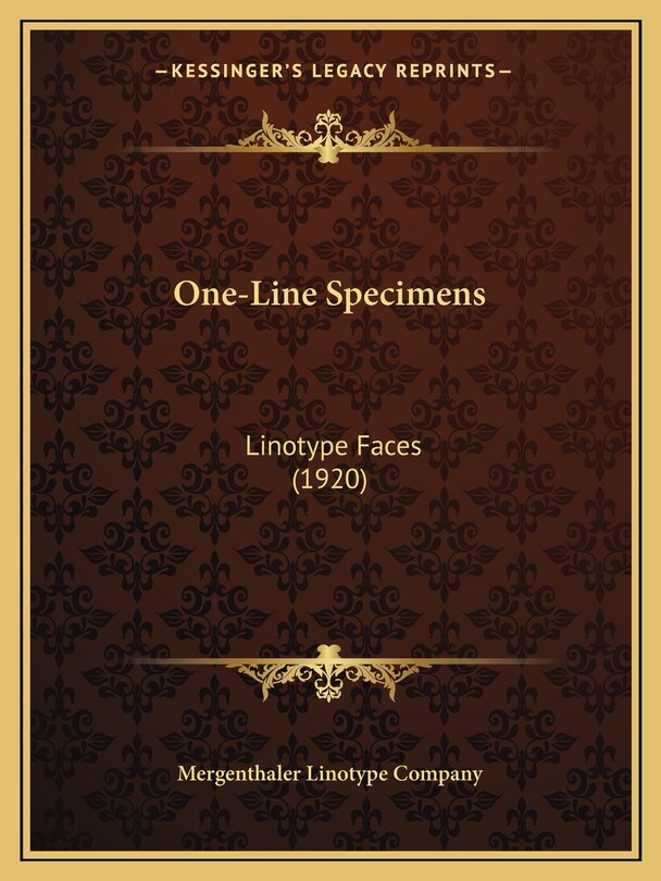 Front cover_One-Line Specimens