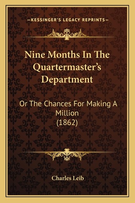 Front cover_Nine Months In The Quartermaster's Department