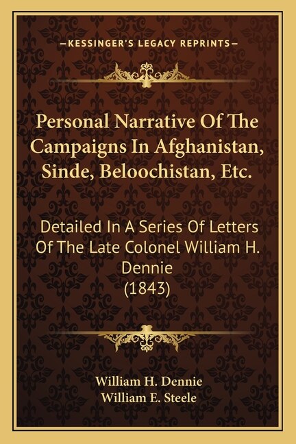 Front cover_Personal Narrative Of The Campaigns In Afghanistan, Sinde, Beloochistan, Etc.