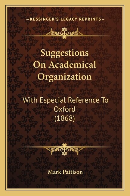 Couverture_Suggestions on Academical Organization