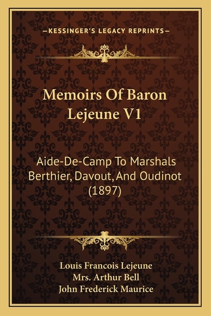 Front cover_Memoirs of Baron Lejeune V1