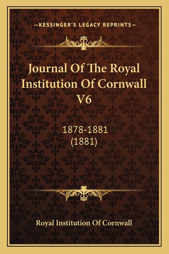 Couverture_Journal Of The Royal Institution Of Cornwall V6