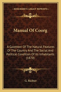 Couverture_Manual Of Coorg