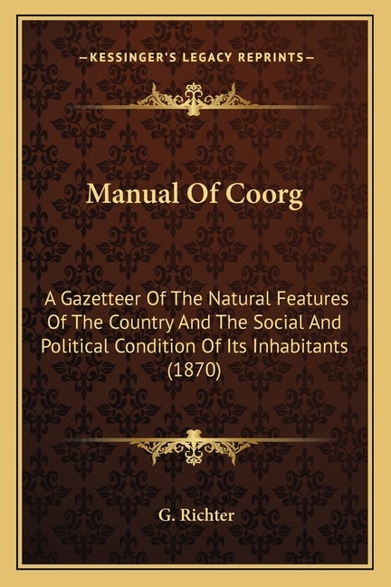 Couverture_Manual Of Coorg