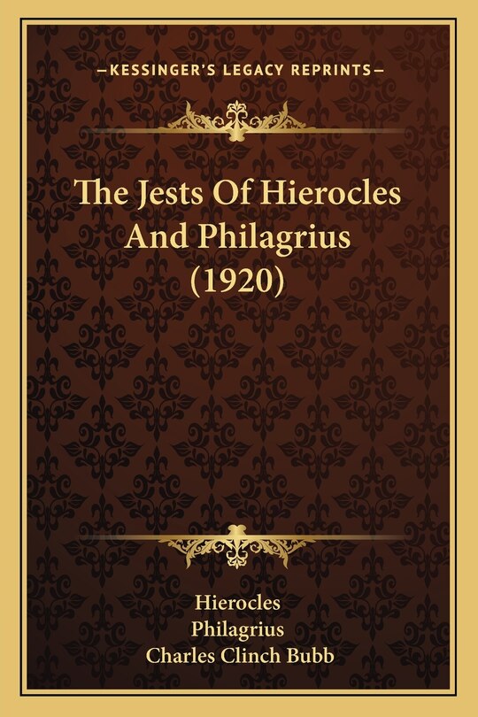 Couverture_The Jests Of Hierocles And Philagrius (1920)