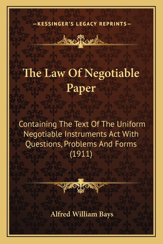 Front cover_The Law of Negotiable Paper