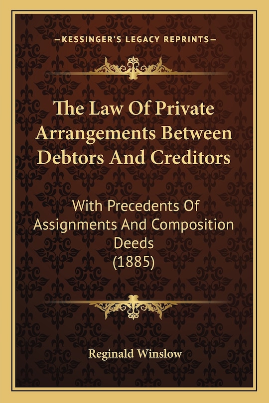Front cover_The Law Of Private Arrangements Between Debtors And Creditors