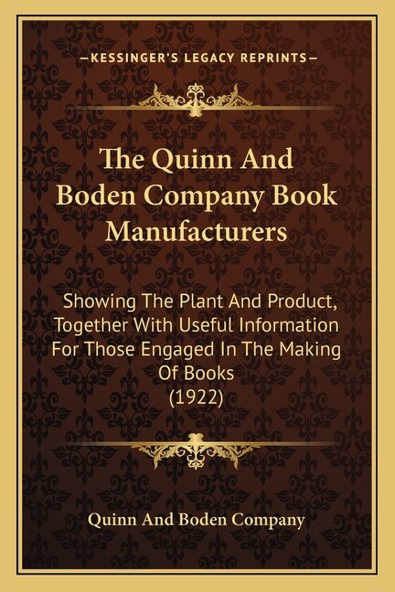 Couverture_The Quinn And Boden Company Book Manufacturers