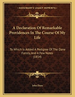 Couverture_A Declaration Of Remarkable Providences In The Course Of My Life