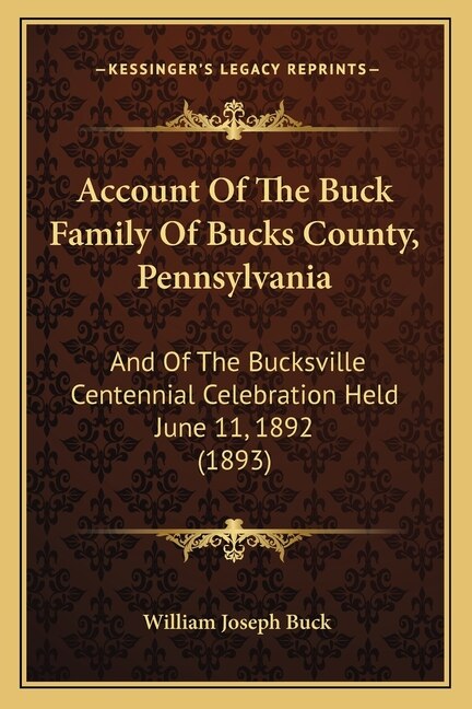 Front cover_Account Of The Buck Family Of Bucks County, Pennsylvania
