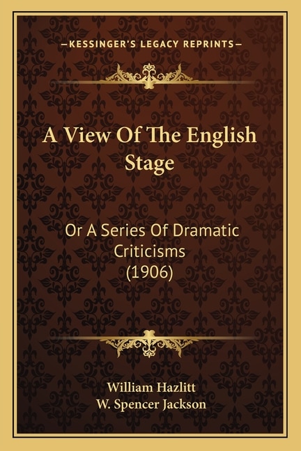 Front cover_A View Of The English Stage