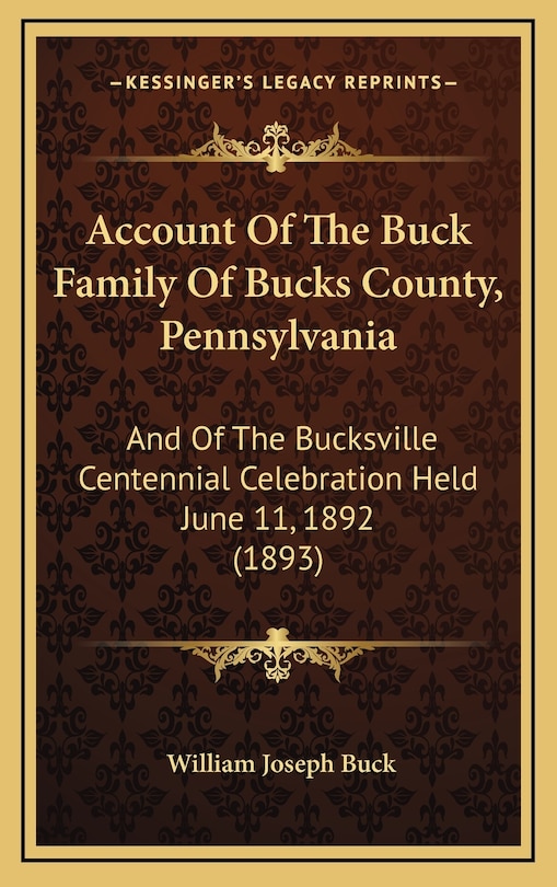 Front cover_Account Of The Buck Family Of Bucks County, Pennsylvania