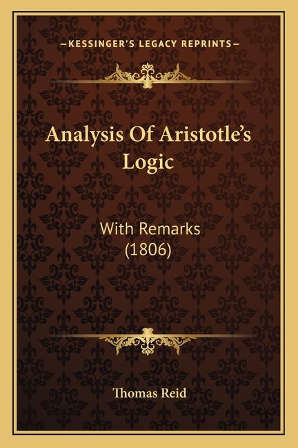 Front cover_Analysis Of Aristotle's Logic