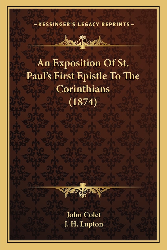 Couverture_An Exposition Of St. Paul's First Epistle To The Corinthians (1874)