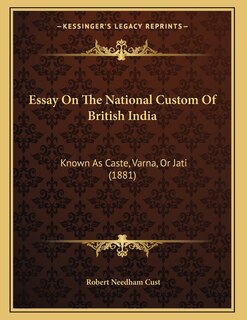 Front cover_Essay On The National Custom Of British India