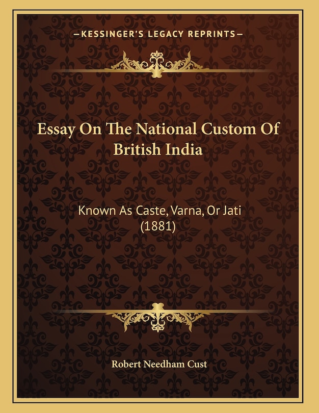 Front cover_Essay On The National Custom Of British India