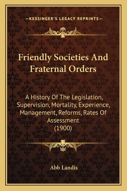 Couverture_Friendly Societies And Fraternal Orders