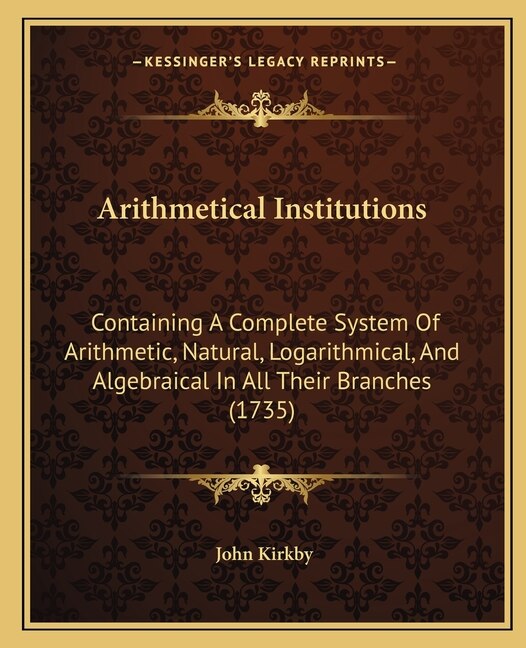Front cover_Arithmetical Institutions