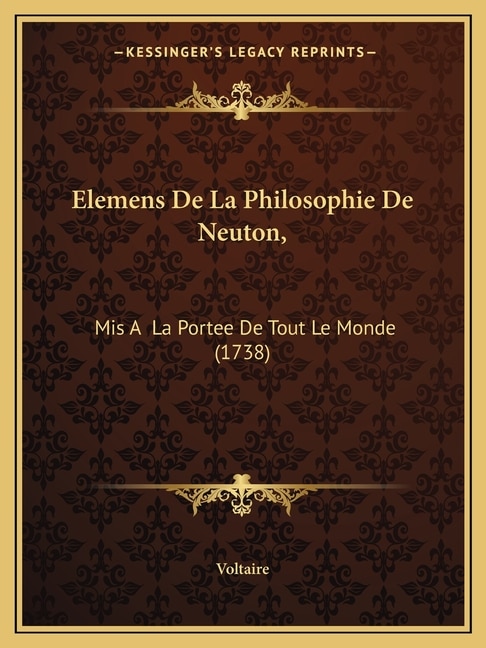 Front cover_Elemens De La Philosophie De Neuton,