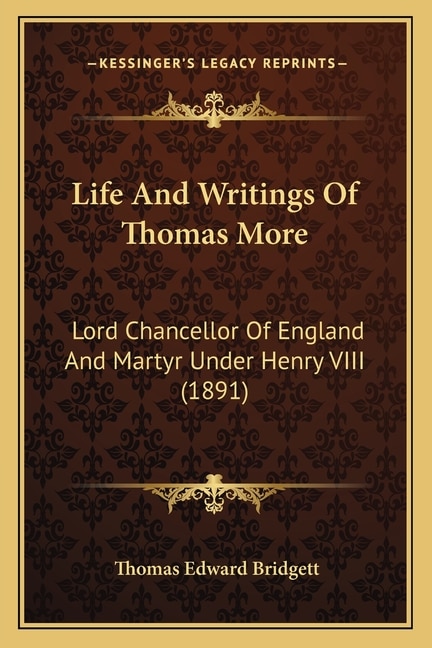 Front cover_Life And Writings Of Thomas More