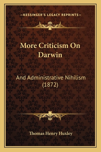 Front cover_More Criticism On Darwin