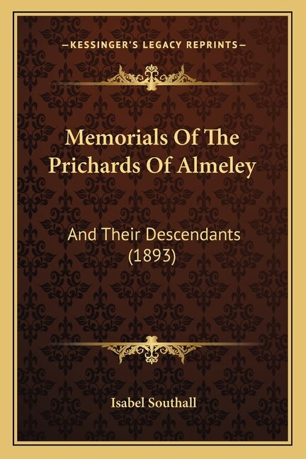 Front cover_Memorials Of The Prichards Of Almeley