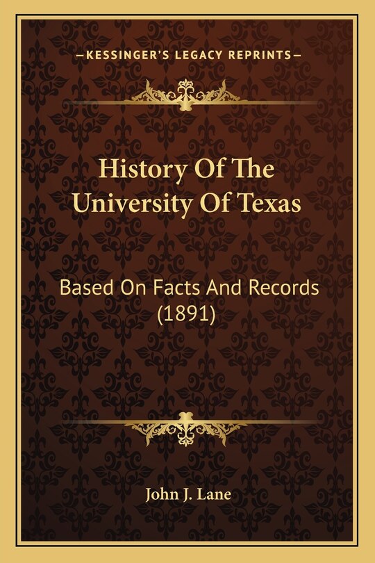 Couverture_History Of The University Of Texas