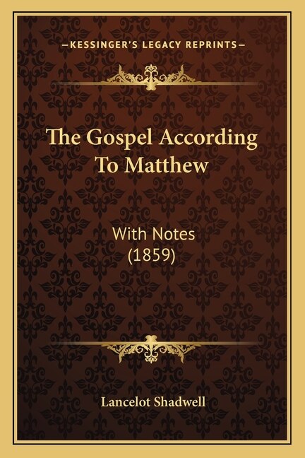 Front cover_The Gospel According To Matthew