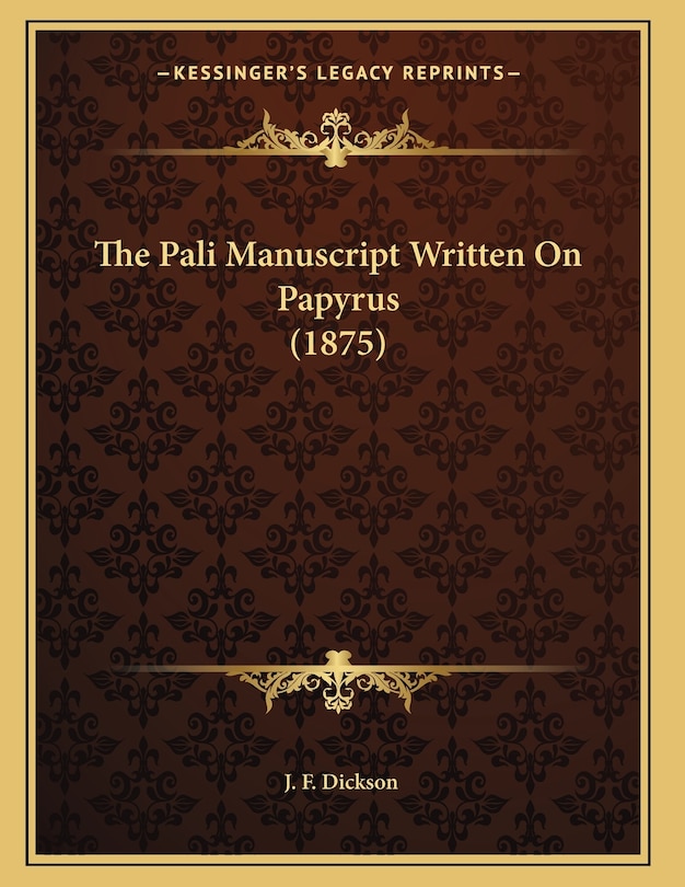Couverture_The Pali Manuscript Written On Papyrus (1875)